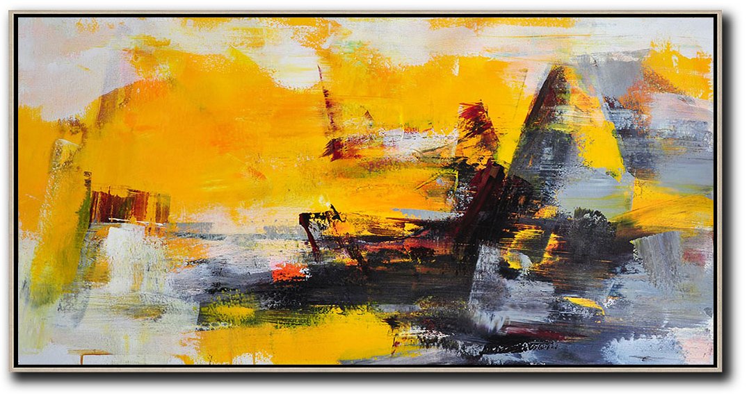 Panoramic Palette Knife Contemporary Art #L45D - Click Image to Close